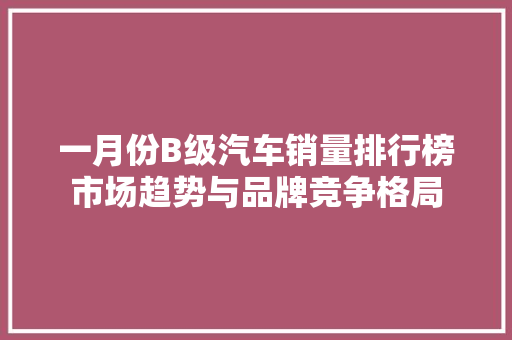 一月份B级汽车销量排行榜市场趋势与品牌竞争格局
