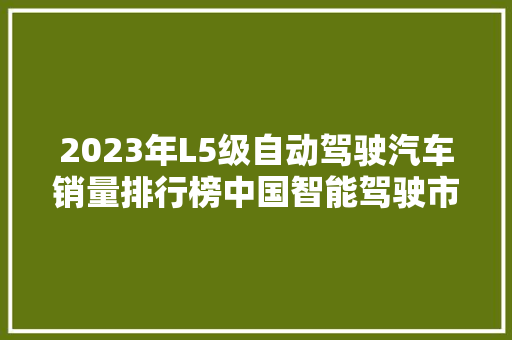 2023年L5级自动驾驶汽车销量排行榜中国智能驾驶市场迎来新格局