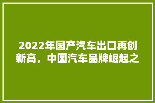2022年国产汽车出口再创新高，中国汽车品牌崛起之路