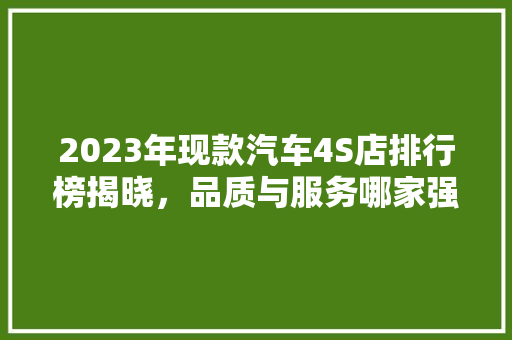 2023年现款汽车4S店排行榜揭晓，品质与服务哪家强