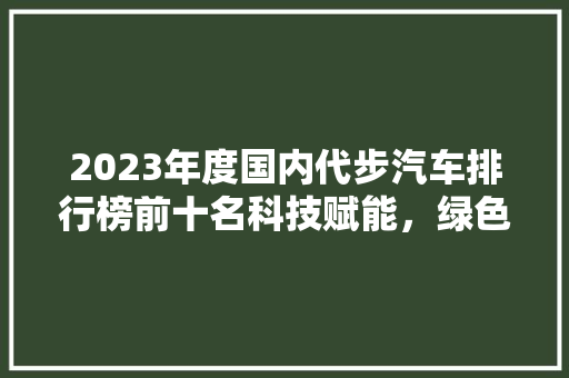 2023年度国内代步汽车排行榜前十名科技赋能，绿色出行新趋势