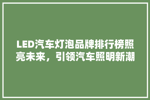 LED汽车灯泡品牌排行榜照亮未来，引领汽车照明新潮流