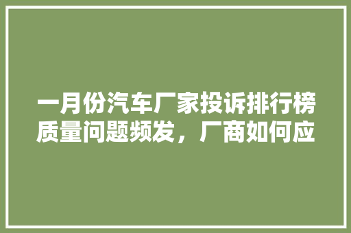 一月份汽车厂家投诉排行榜质量问题频发，厂商如何应对