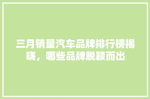 三月销量汽车品牌排行榜揭晓，哪些品牌脱颖而出
