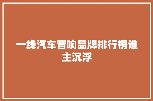 一线汽车音响品牌排行榜谁主沉浮
