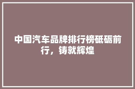 中国汽车品牌排行榜砥砺前行，铸就辉煌