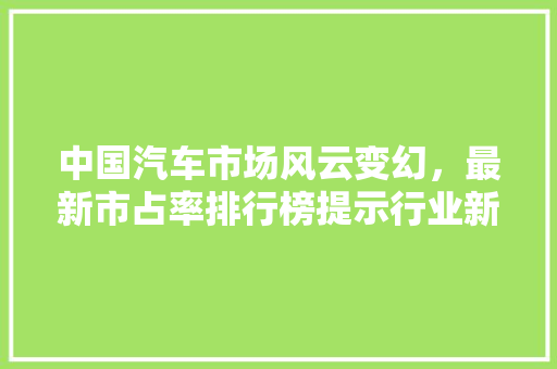 中国汽车市场风云变幻，最新市占率排行榜提示行业新格局