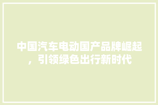 中国汽车电动国产品牌崛起，引领绿色出行新时代