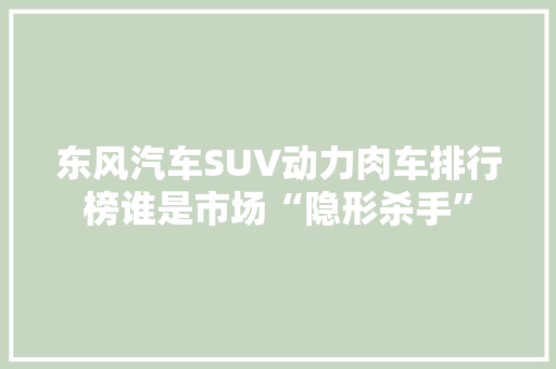 东风汽车SUV动力肉车排行榜谁是市场“隐形杀手”
