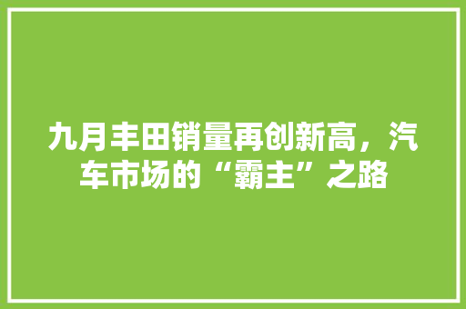 九月丰田销量再创新高，汽车市场的“霸主”之路