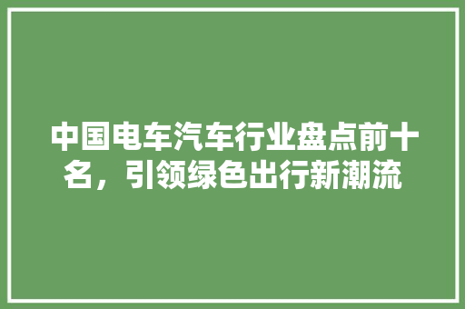 中国电车汽车行业盘点前十名，引领绿色出行新潮流