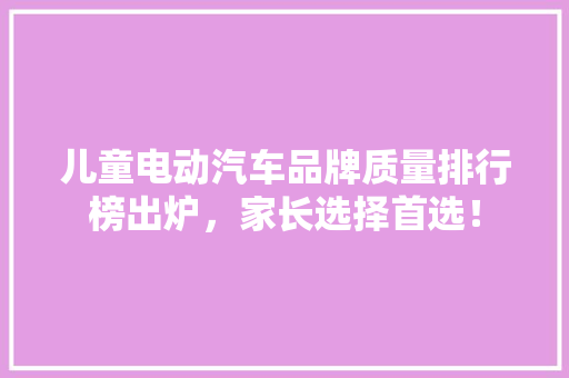 儿童电动汽车品牌质量排行榜出炉，家长选择首选！