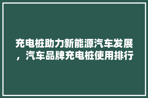 充电桩助力新能源汽车发展，汽车品牌充电桩使用排行榜