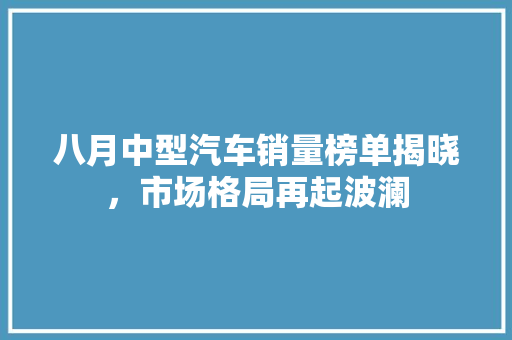 八月中型汽车销量榜单揭晓，市场格局再起波澜