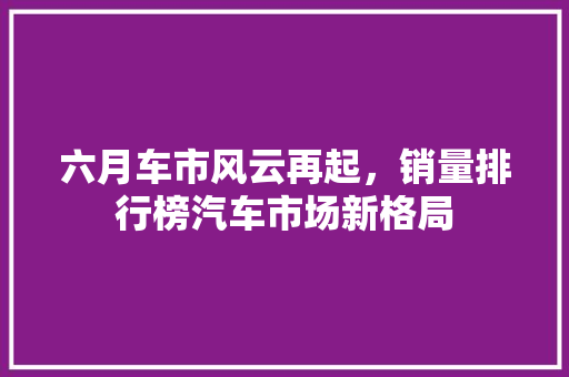 六月车市风云再起，销量排行榜汽车市场新格局