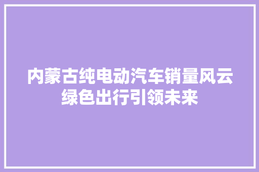 内蒙古纯电动汽车销量风云绿色出行引领未来