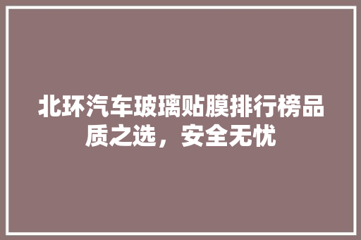 北环汽车玻璃贴膜排行榜品质之选，安全无忧