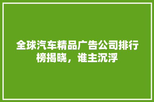 全球汽车精品广告公司排行榜揭晓，谁主沉浮