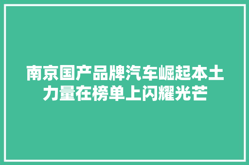 南京国产品牌汽车崛起本土力量在榜单上闪耀光芒