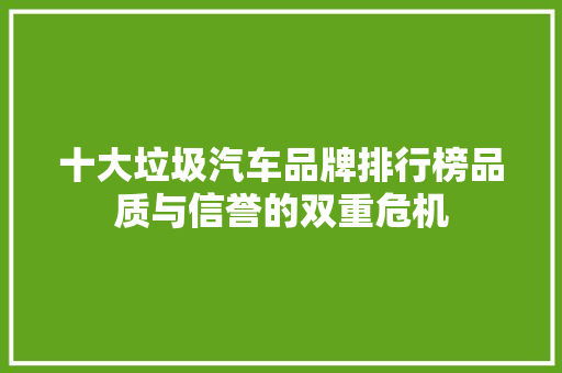 十大垃圾汽车品牌排行榜品质与信誉的双重危机