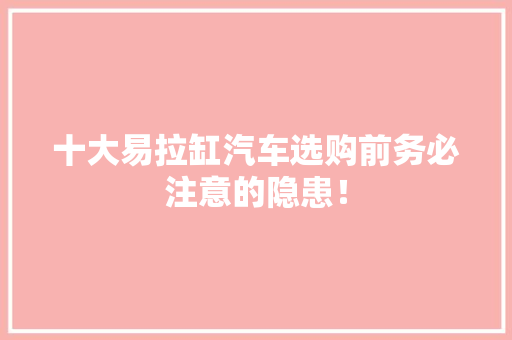 十大易拉缸汽车选购前务必注意的隐患！