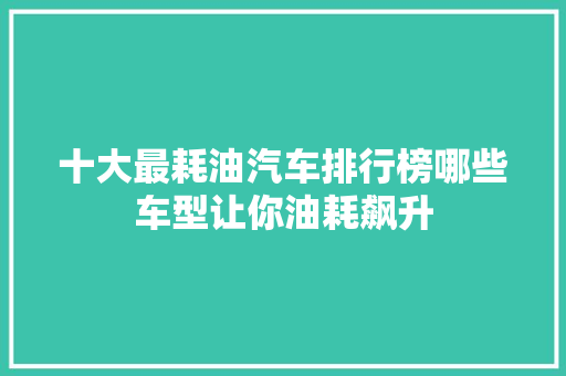 十大最耗油汽车排行榜哪些车型让你油耗飙升