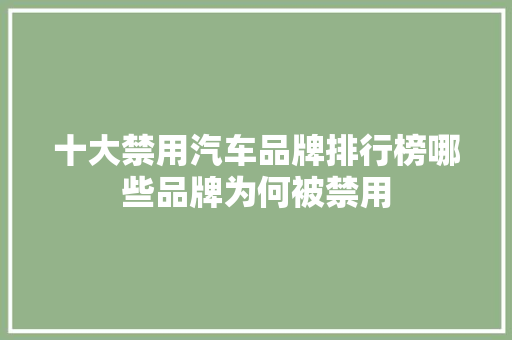 十大禁用汽车品牌排行榜哪些品牌为何被禁用