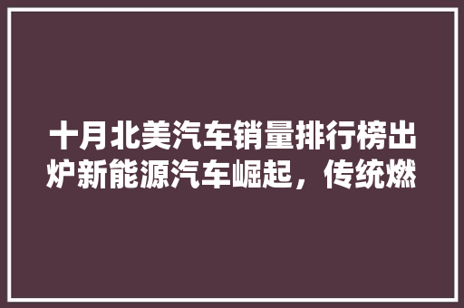 十月北美汽车销量排行榜出炉新能源汽车崛起，传统燃油车市场面临挑战