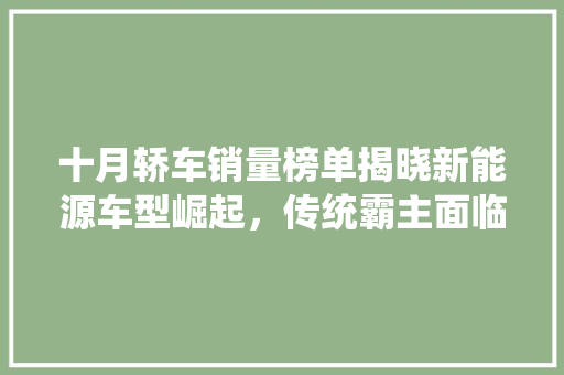 十月轿车销量榜单揭晓新能源车型崛起，传统霸主面临挑战