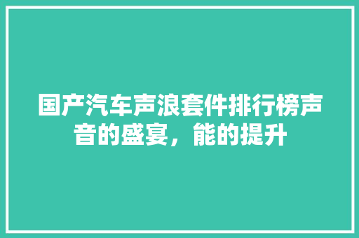国产汽车声浪套件排行榜声音的盛宴，能的提升