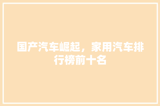 国产汽车崛起，家用汽车排行榜前十名