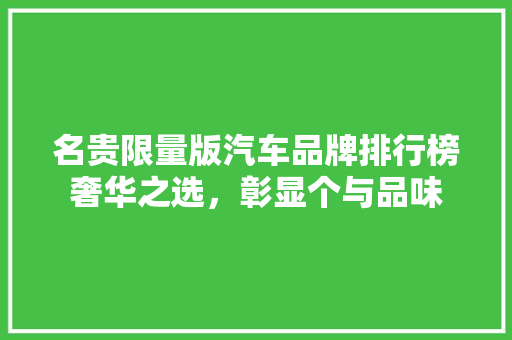 名贵限量版汽车品牌排行榜奢华之选，彰显个与品味