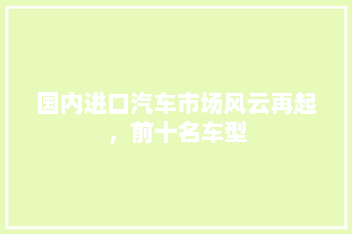 国内进口汽车市场风云再起，前十名车型