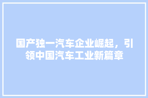 国产独一汽车企业崛起，引领中国汽车工业新篇章