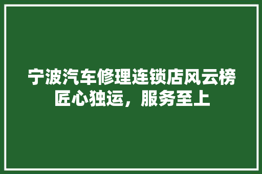 宁波汽车修理连锁店风云榜匠心独运，服务至上