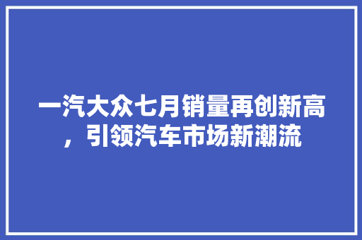 一汽大众七月销量再创新高，引领汽车市场新潮流