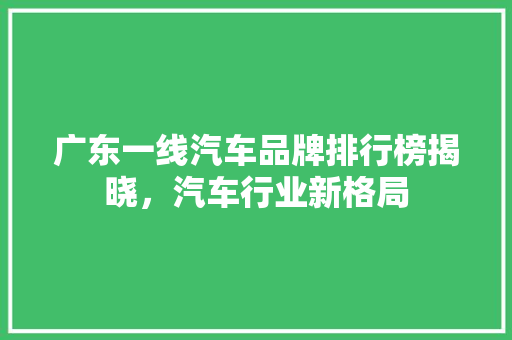 广东一线汽车品牌排行榜揭晓，汽车行业新格局