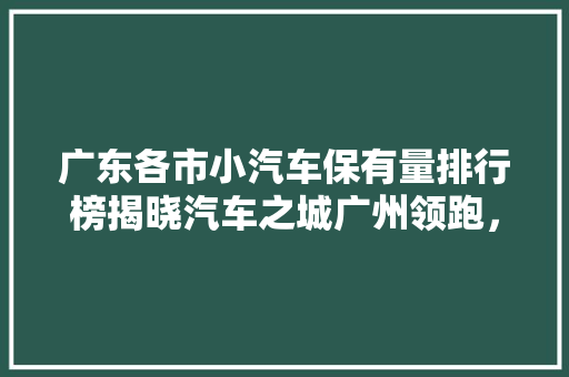 广东各市小汽车保有量排行榜揭晓汽车之城广州领跑，新兴城市崛起
