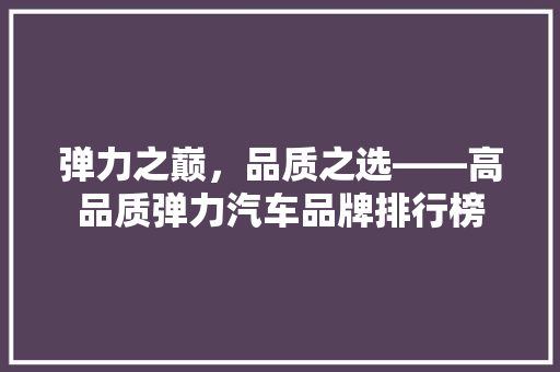 弹力之巅，品质之选——高品质弹力汽车品牌排行榜