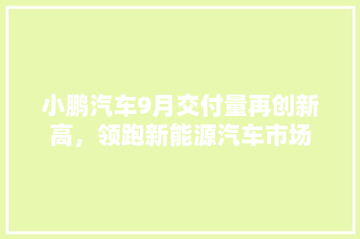 小鹏汽车9月交付量再创新高，领跑新能源汽车市场