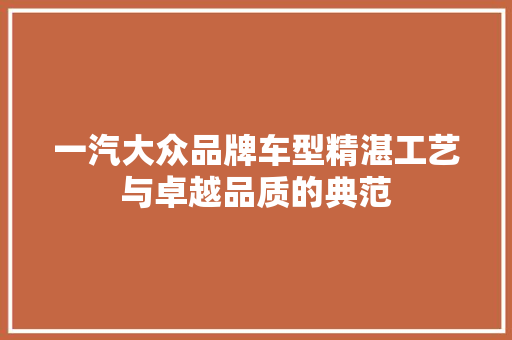 一汽大众品牌车型精湛工艺与卓越品质的典范