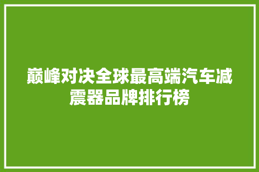 巅峰对决全球最高端汽车减震器品牌排行榜