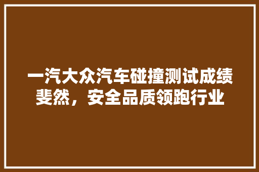 一汽大众汽车碰撞测试成绩斐然，安全品质领跑行业