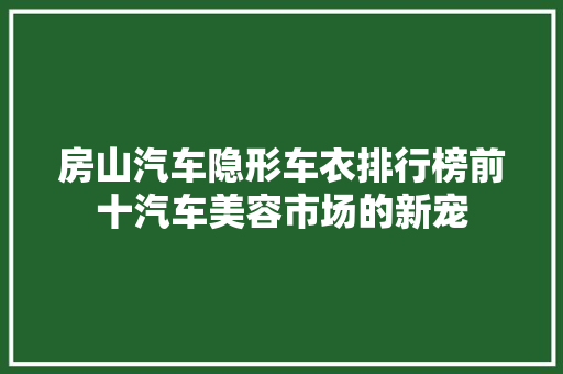 房山汽车隐形车衣排行榜前十汽车美容市场的新宠