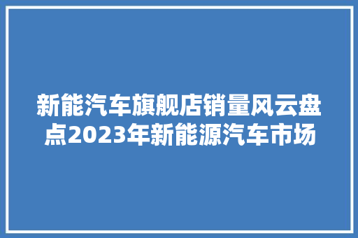 新能汽车旗舰店销量风云盘点2023年新能源汽车市场翘楚