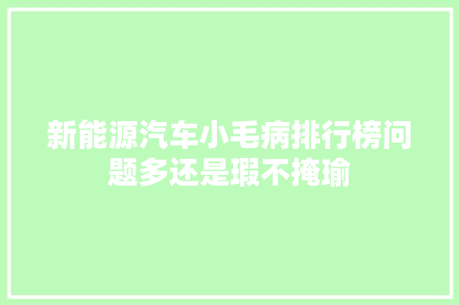 新能源汽车小毛病排行榜问题多还是瑕不掩瑜