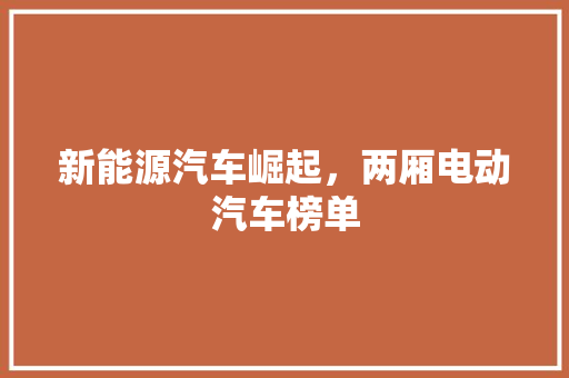 新能源汽车崛起，两厢电动汽车榜单