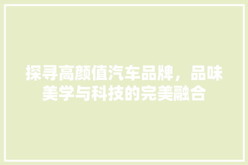 探寻高颜值汽车品牌，品味美学与科技的完美融合
