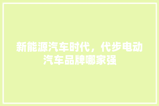 新能源汽车时代，代步电动汽车品牌哪家强