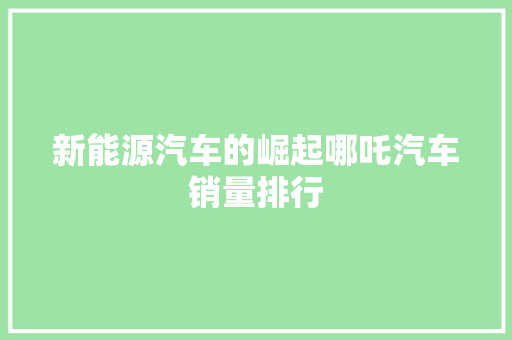 新能源汽车的崛起哪吒汽车销量排行